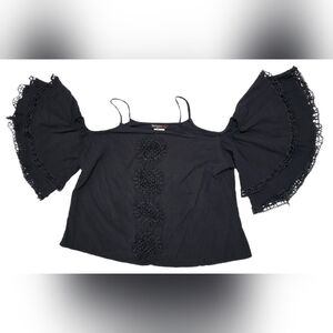 Vivid Importers Off The Shoulder Flare Bell Sleeve Boho Crochet Tank